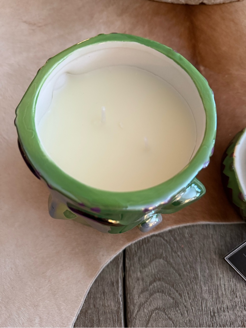 Brand NWT Martha Stewart Iridescent Green Frankenstein Face Candle Jar - Picture 6 of 13